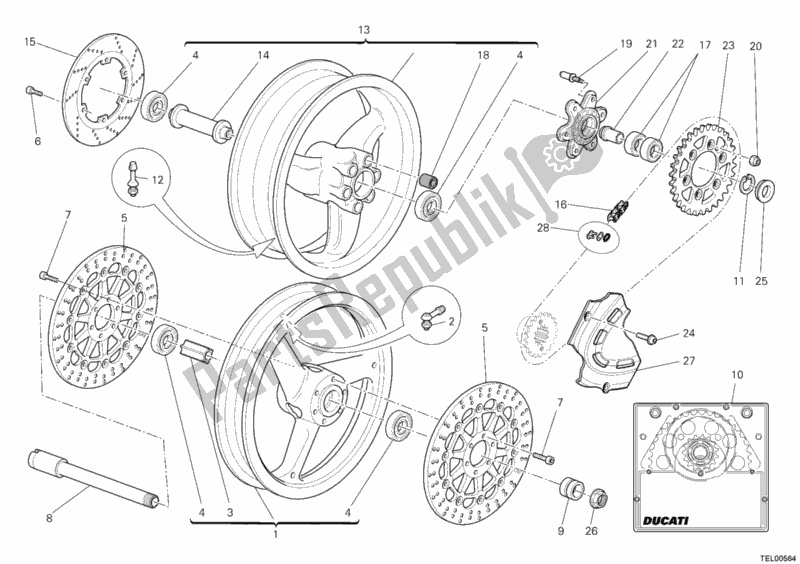 Toutes les pièces pour le Roues du Ducati Monster 696 USA 2010